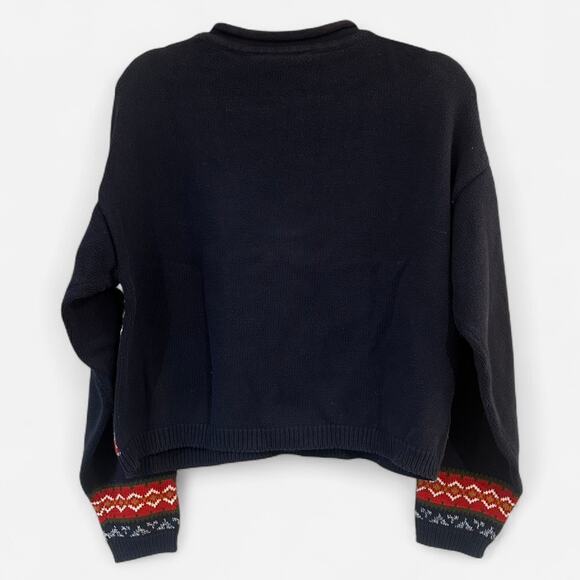 Vintage 90s Liz Sport 100% Cotton Fair Isle Patchwork Sweater Rare Knit - Picture 4 of 9